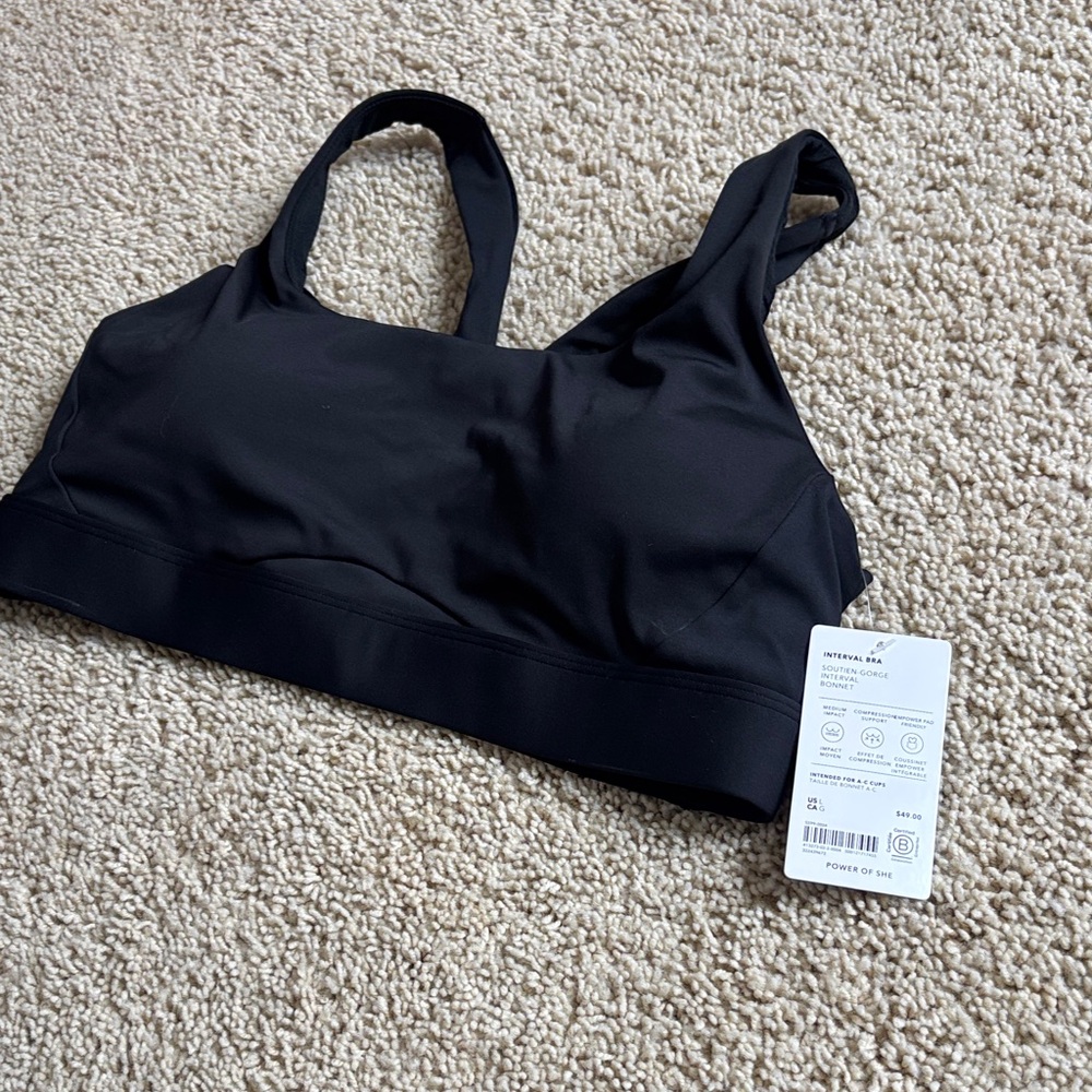 Athleta Black Sports Bralette with Wide Supportive Straps